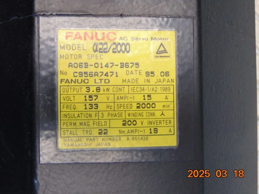 Серводвигатель Fanuc CNC A06B-0147-B675 3.8kW 157VAC 15AMP AC Servo Motor