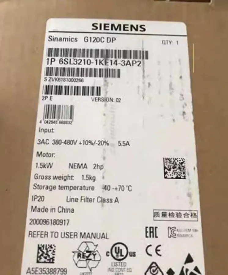 Частотный преобразователь siemens SINAMICS G120C RATED POWER 6SL3210-1KE14-3AP2
