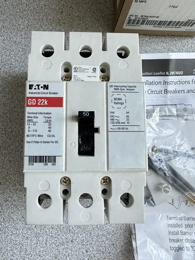 Автоматический выключатель Eaton Cutler Hammer GD3050 Circuit Breaker 50A 480V 1