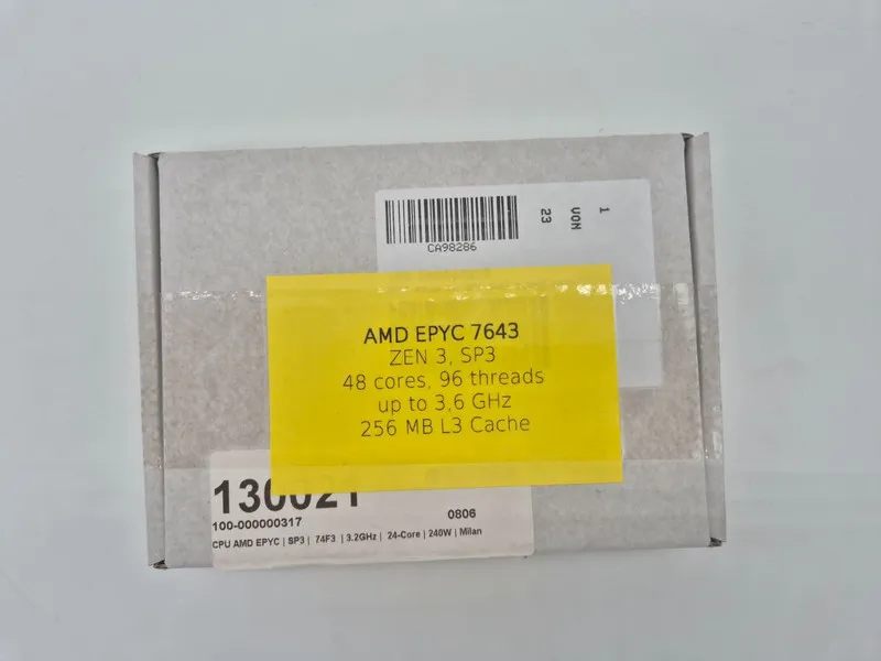 Процессор AMD EPYC 7643 48-Core 2.30GHz 225W 256MB SP3 Unlocked CPU 100-00000032