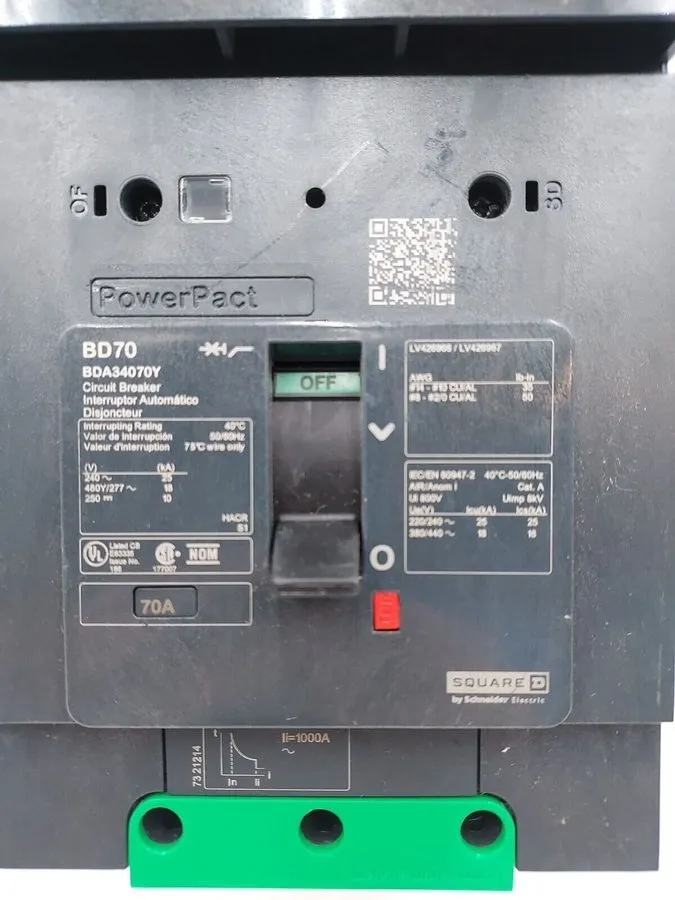 Автоматический выключатель BDA34070Y I-Line Circuit Breaker 70A 3P 480V 3PH BDA 