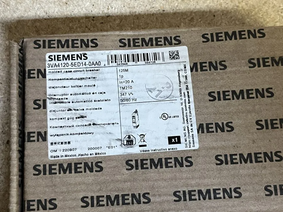 Автоматический выключатель TAKE OUT SIEMENS 3VA4120-5ED14-0AA0 CIRCUIT BREAKER 1