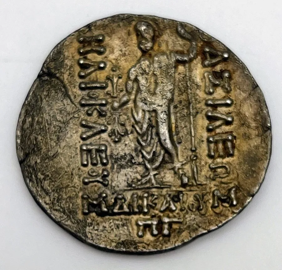 Лабораторный прибор 145-130 BC Heliocles Dikaios AR Tetradrachm Zeus Thunderbolt