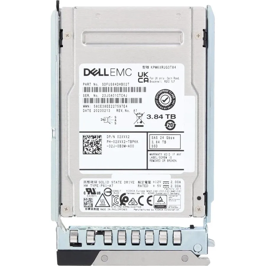 SSD-накопитель 2XVX2 02XVX2 Dell EMC 3.84TB 24Gbps SAS RI TLC 2.5'' SSD 14/15/16