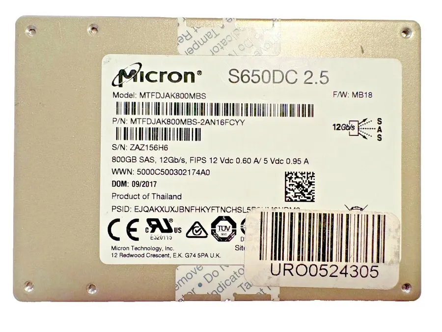 SSD-накопитель Micron S650DC 800GB (SAS) 12Gb/s MTFDJAK800MBS 2.5" SSD Low Hours