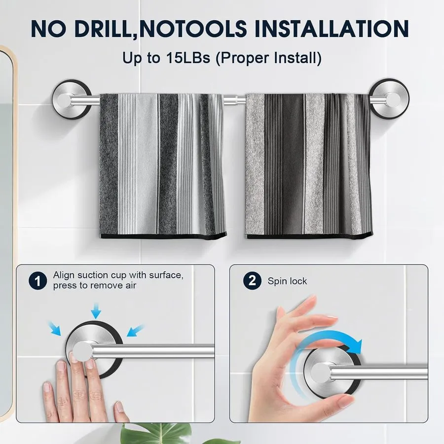 Вакуумная присоска Towel Racks для Bathroom Suction Cup Towel Bar 14.6-24in Adju