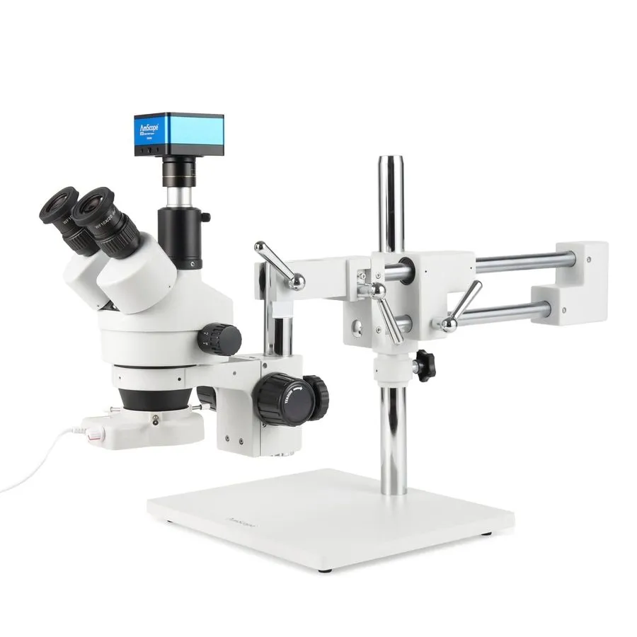 Микроскоп AmScope 7X-135X Trinocular Stereo LED Microscope+2-Arm Boom+4K 8MP HDM