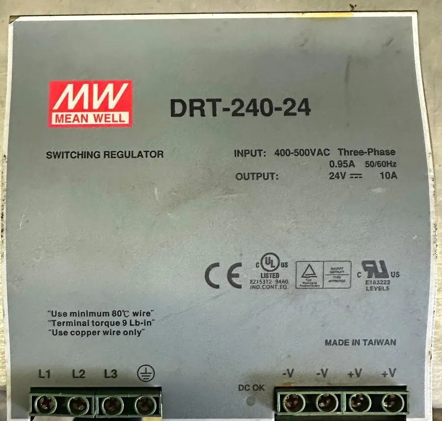 Блок питания Mean Well DRT-240-24 DIN Rail Power Supply 240W 24V 10A 400-500VAC  — фото лота 1