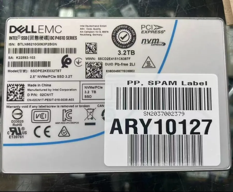 SSD-накопитель INTEL 3.2TB SSD U2 P4610 DELL EMC 02CN1T Solid State Drive SSDPE2
