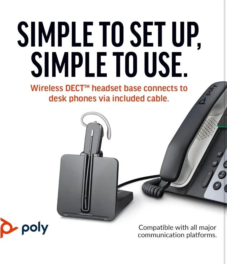 IP-телефон Plantronics Poly CS540 DECT Mono Wireless Headset, Desk Phone, NC