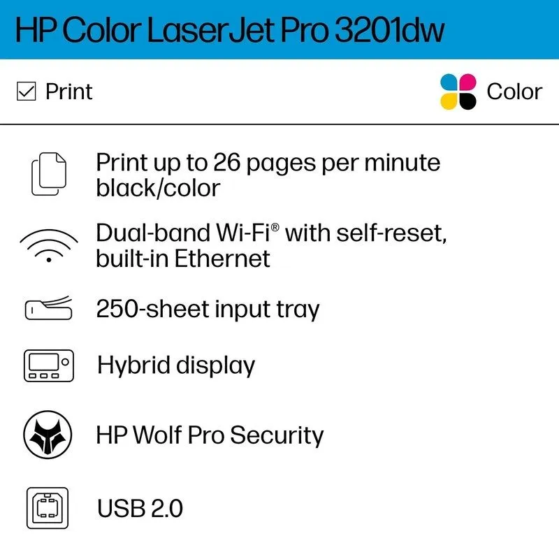 Лазерный принтер HP Color LaserJet Pro 3201dw Wireless Color Laser Printer Netwo