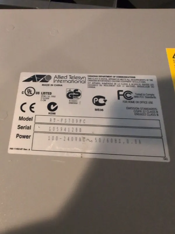 Коммутатор Allied Telesis AT-FS709FC 8-Port 10/100 Mbps Fast Ethernet switch w/ 