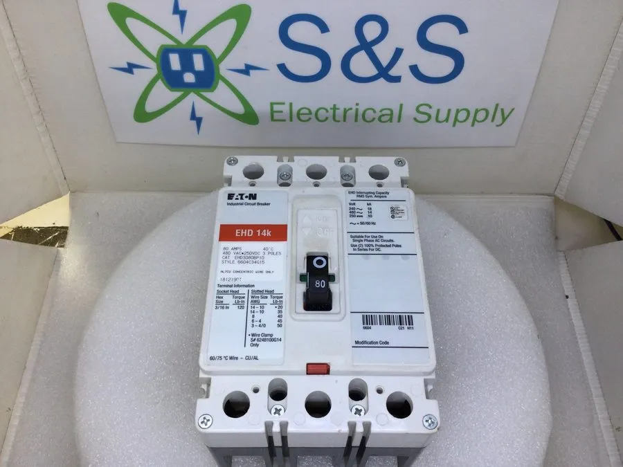 Автоматический выключатель Eaton EHD3080BP10 80 Amp 3 Pole 240/480V Circuit Brea