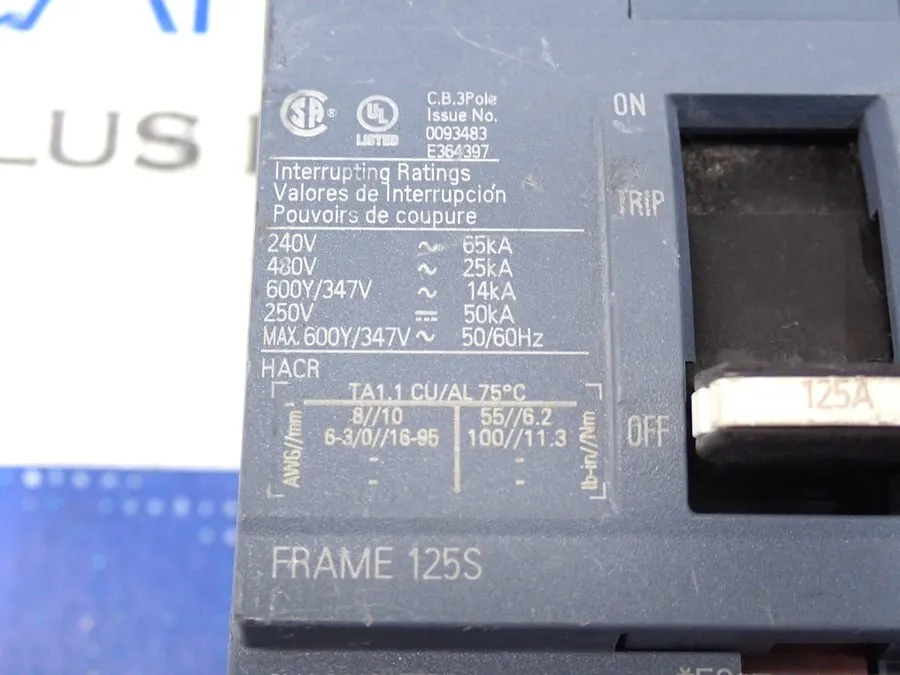 Автоматический выключатель Siemens 3VA4112-4ED34-0AA0 3 Pole, 125 Amps, 480 Volt