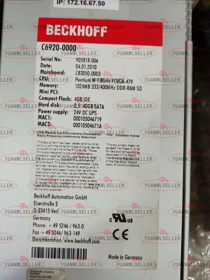 Промышленный компьютер C6920-0000 BECKHOFF Industrial PC