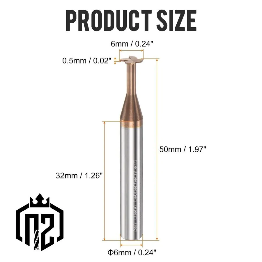 Режущий инструмент 6mm T-Slot End Mill 4 Flute Solid Carbide 0.5mm Cutting Width — фото лота 1