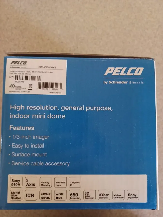 Камера Pelco FD2-DWV10-6 Security Color Camera W/650TVL 2.8-10.5mm NTSC WDR Anal