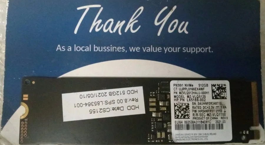 SSD-накопитель Samsung PM991a 512GB NVMe M.2 SSD MZVLQ512HBLU-00BH1 MZ-VLQ512B