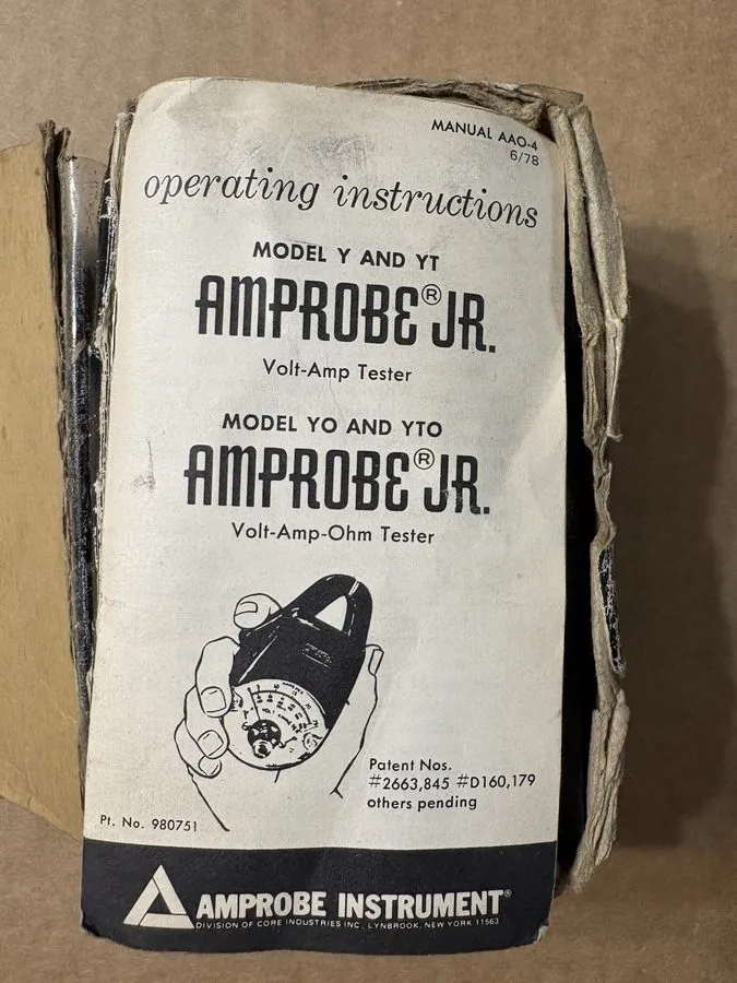 Тестер Vintage Amprobe Junior YO-500 Clamp Meter Volt Ammeter Ohmmeter Works — фото лота 1