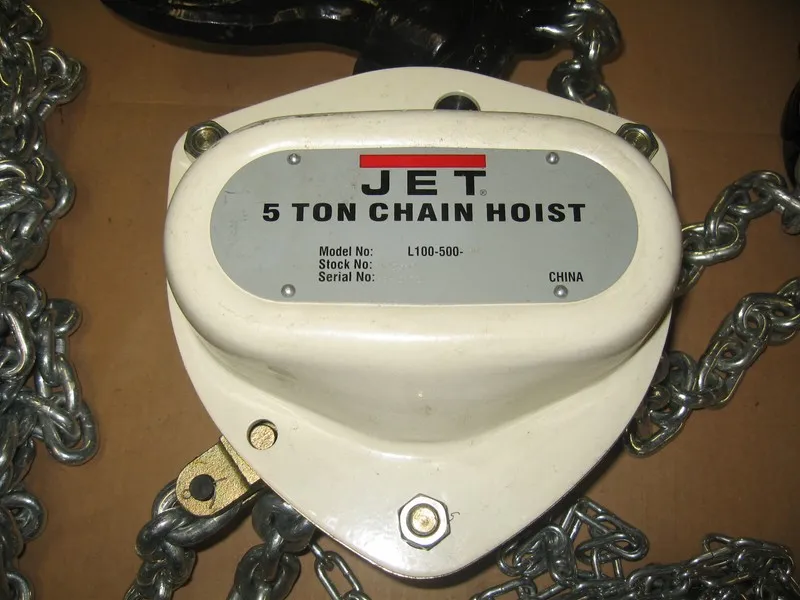 Таль JET TOOLS L-100-500-25 Manual Chain Hoist, 5 Ton, 25' Lift, Overload Protec — фото лота 1