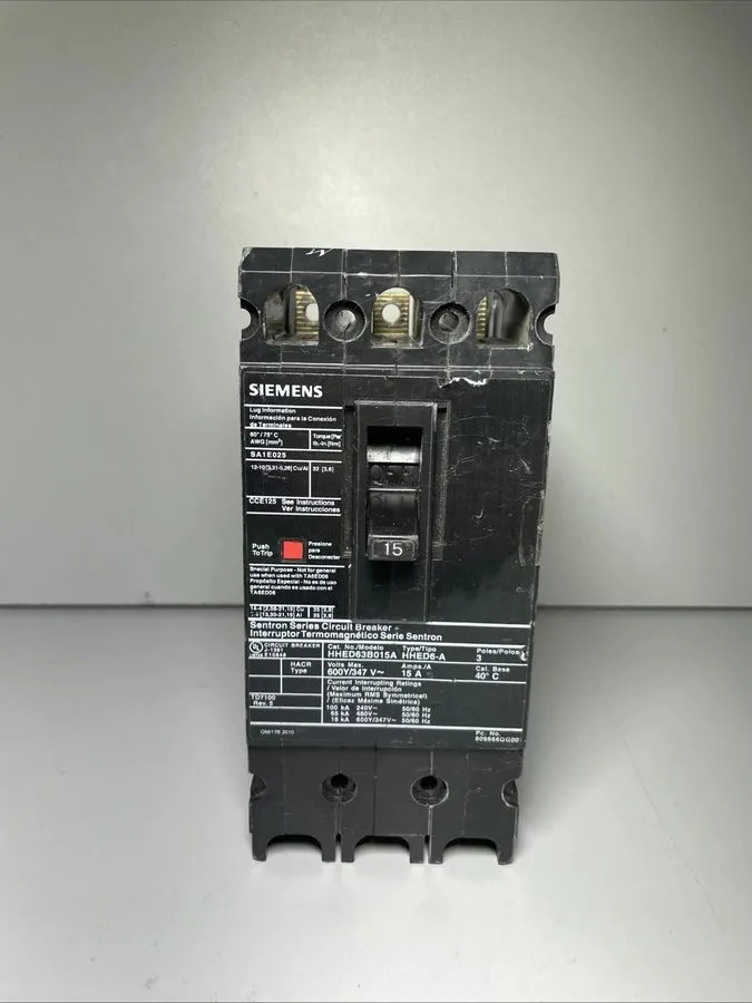 Автоматический выключатель ABB XT1HU3020AYD000XXX 3 Pole 20 Amp 600Y/347V 65kA@4 — фото лота 1