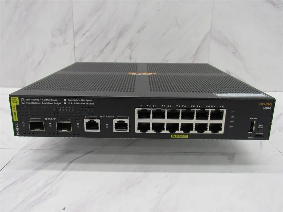 Коммутатор HP Aruba 6000 12G Class4 2G/2SFP 139W 12-Port Gigabit PoE Network Swi — фото лота 1