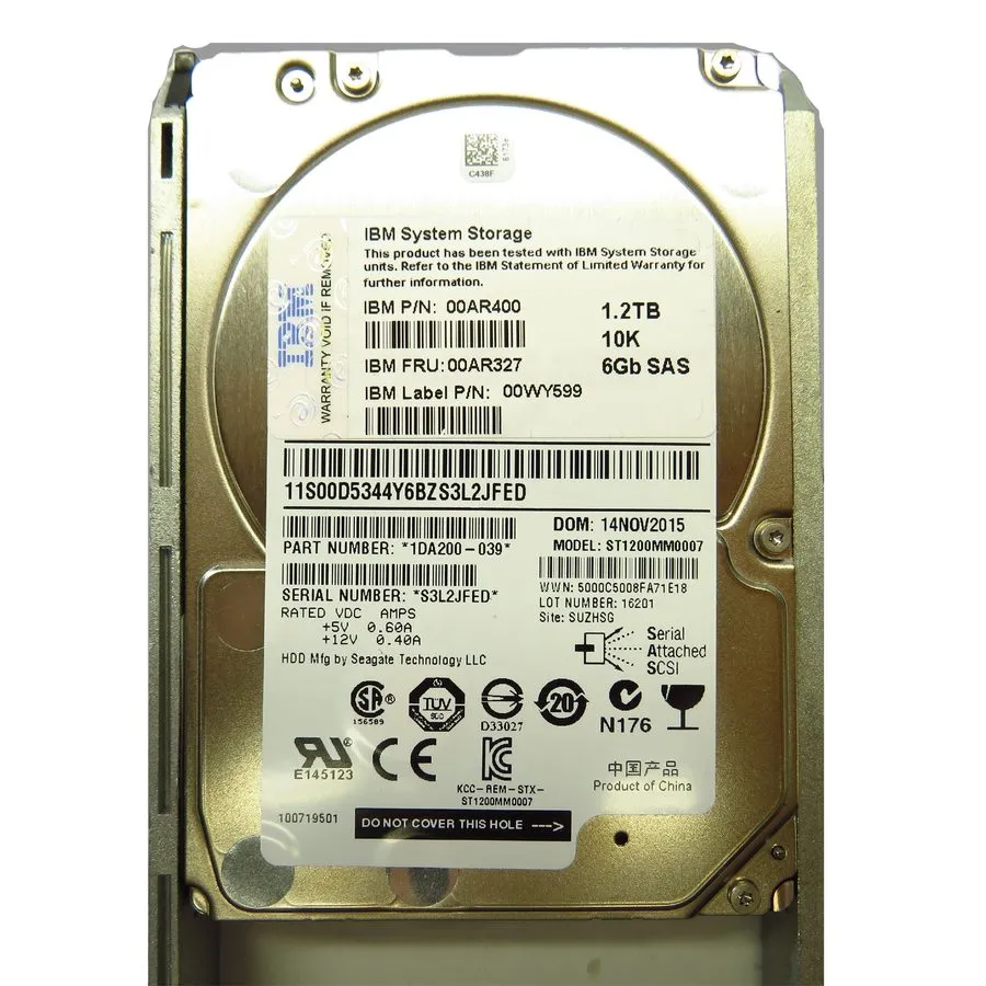 Жёсткий диск IBM 1.2TB SAS 2.5 10K SFF HARD DISK Storwize V5000 V7000 00AR327 00 — фото лота 2