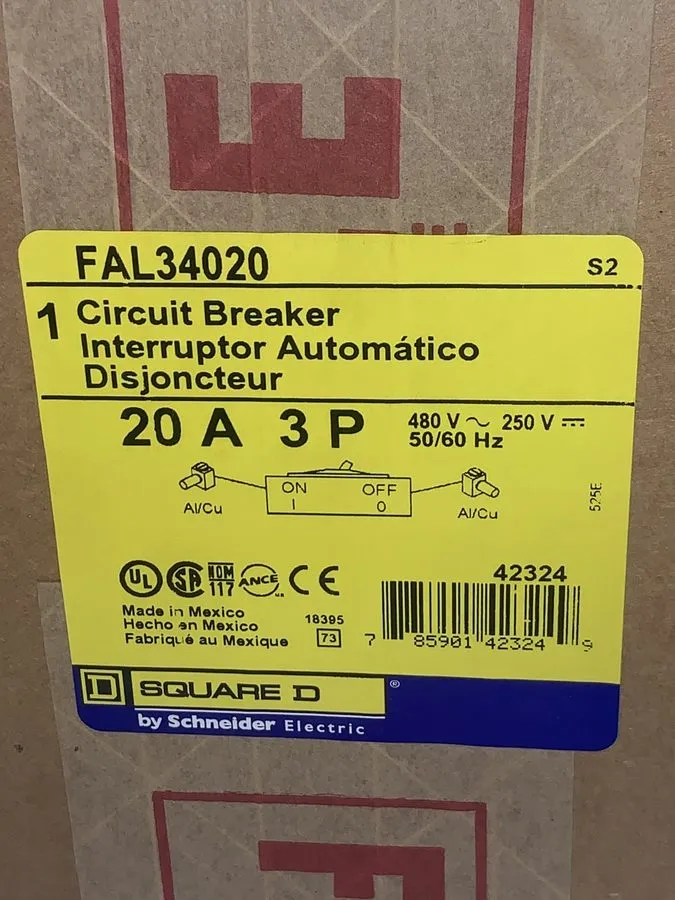 Автоматический выключатель SQUARE D THERMAL MAGNETIC CIRCUIT BREAKER FAL34020 20