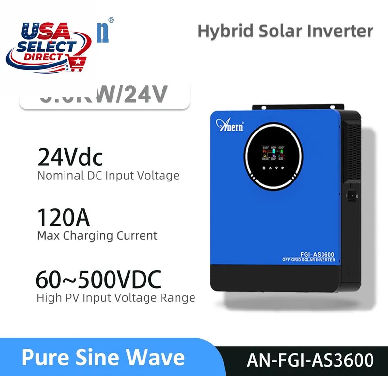 Контроллер 24V 3300W 110V/120V Hybrid Solar Inverter MPPT Pure Sine Wave Charge
