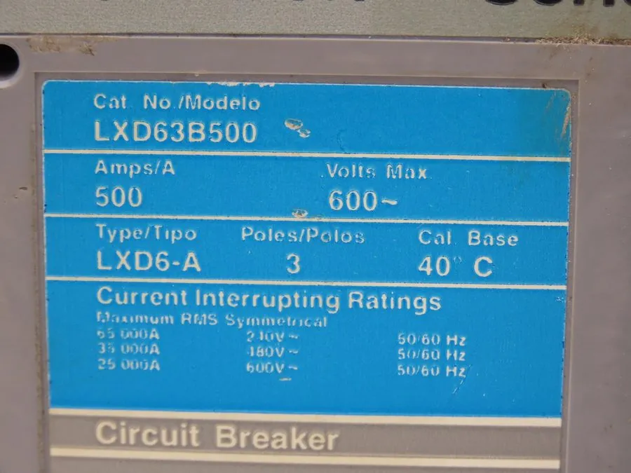 Автоматический выключатель SIEMENS LXD63B500 SENTRON CIRCUIT BREAKER 500 A 3P 60