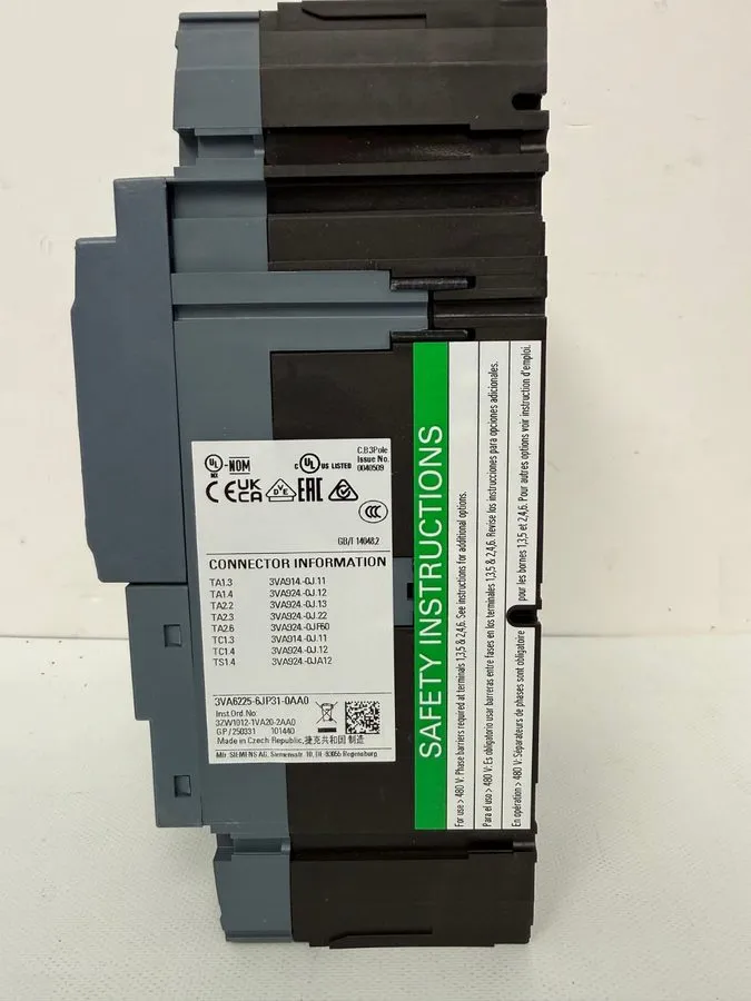 Автоматический выключатель SIEMENS 3VA6225-6JP31-0AA0 3 Pole 600V Circuit Breake — фото лота 2