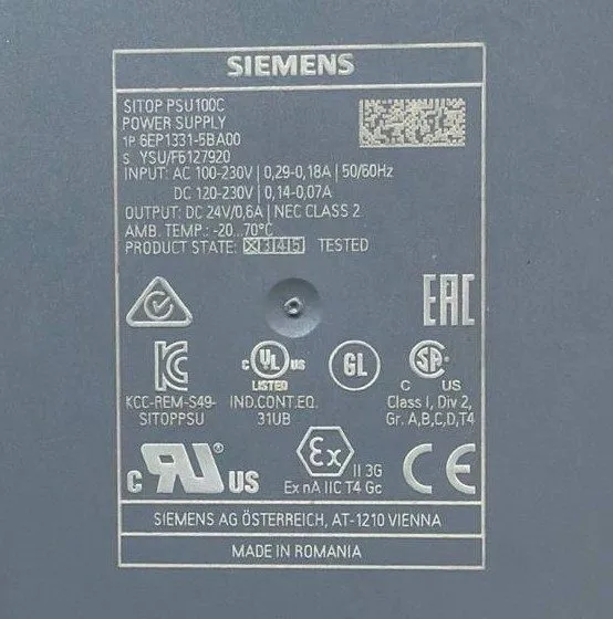 Блок питания Siemens SITOP PSU100C 6EP1331-5BA00 24VDC 0.6A DIN Rail Power Suppl