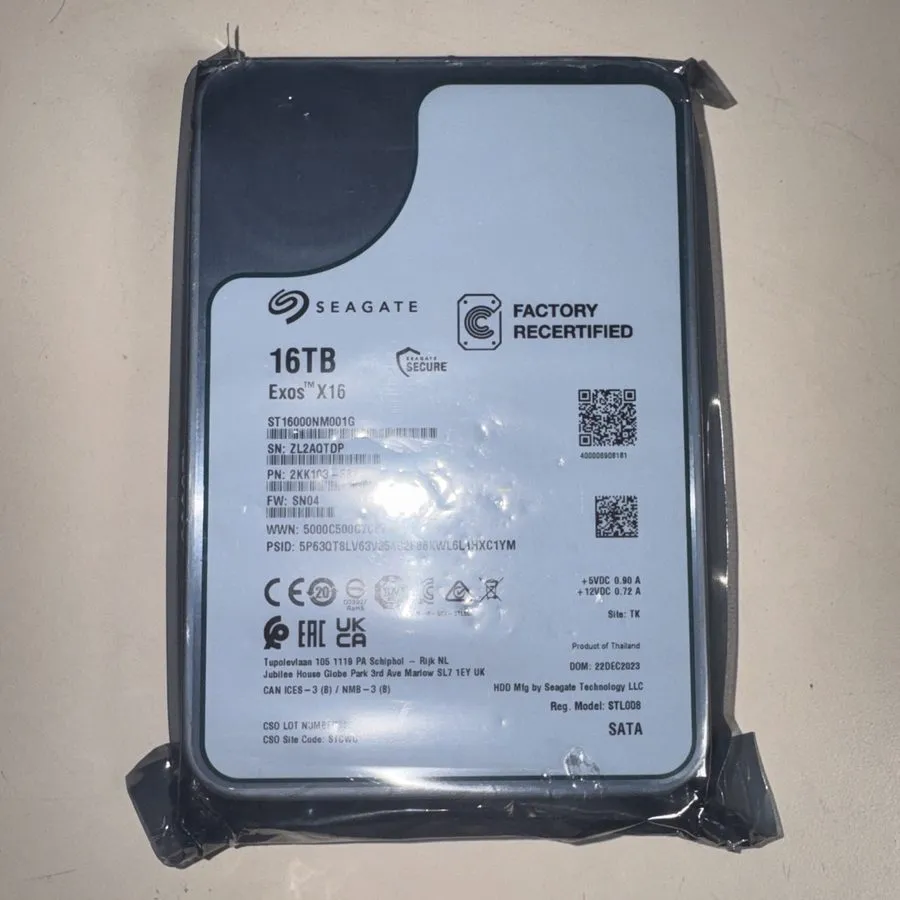Жёсткий диск ST16000NM001G Seagate Exos X16 16TB SATA 7.2K RPM 512e 6GB/s 3.5" H