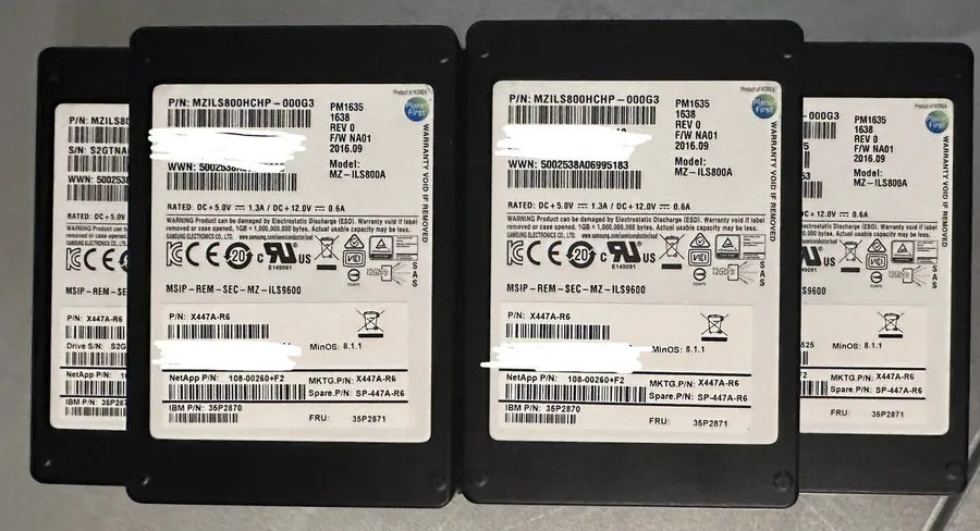 Samsung PM1635 / NetApp MZ-ILS800A 800GB 2.5" SAS SSD 512-Byte Block Size