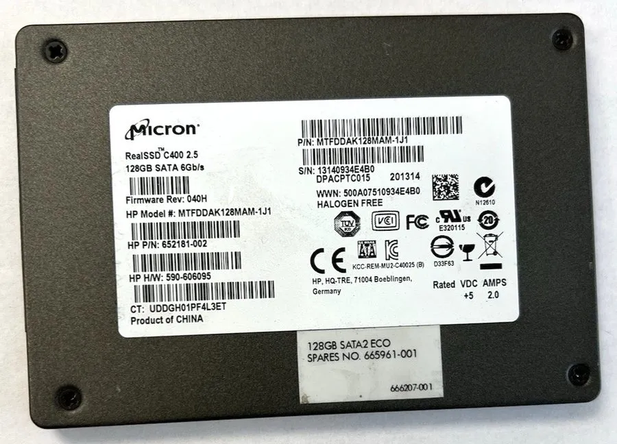 SSD-накопитель Micron RealSSD C400 128GB 2.5" SATA 6Gb/s SSD HP MTFDDAK128MAM-1J