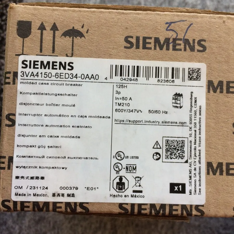 Автоматический выключатель Siemens 3VA4150-6ED34-0AA0 Circuit Breaker 3P/50A /48