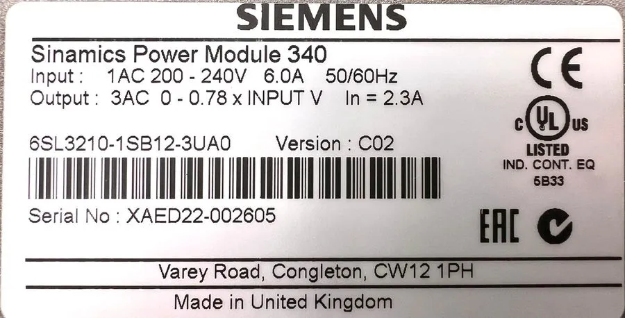 Частотный преобразователь Siemens 6SL3210-1SB12-3UA0 SINAMICS S120 Converter Pow