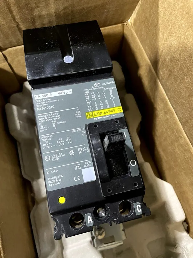 Автоматический выключатель SQUARE D CIRCUIT BREAKER FA24100AC I-LINE 100A 480V 2
