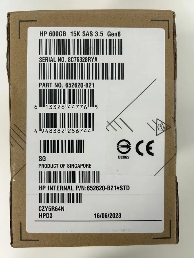 Жёсткий диск HPE 652620-B21 653952-001 600GB 3.5''15K 6G SAS Internal GEN8 HDD