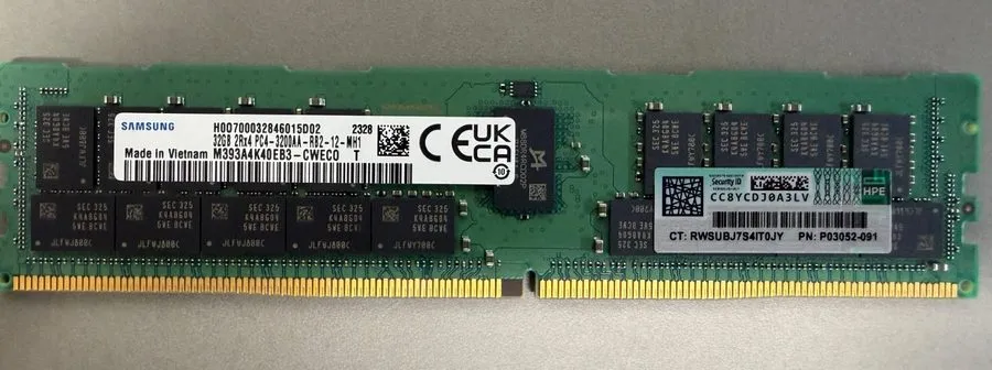 Модуль памяти HPE (Samsung) 32GB 2RX4 PC4-3200AA P00924-B21, P06189-001, P03052- — фото лота 1