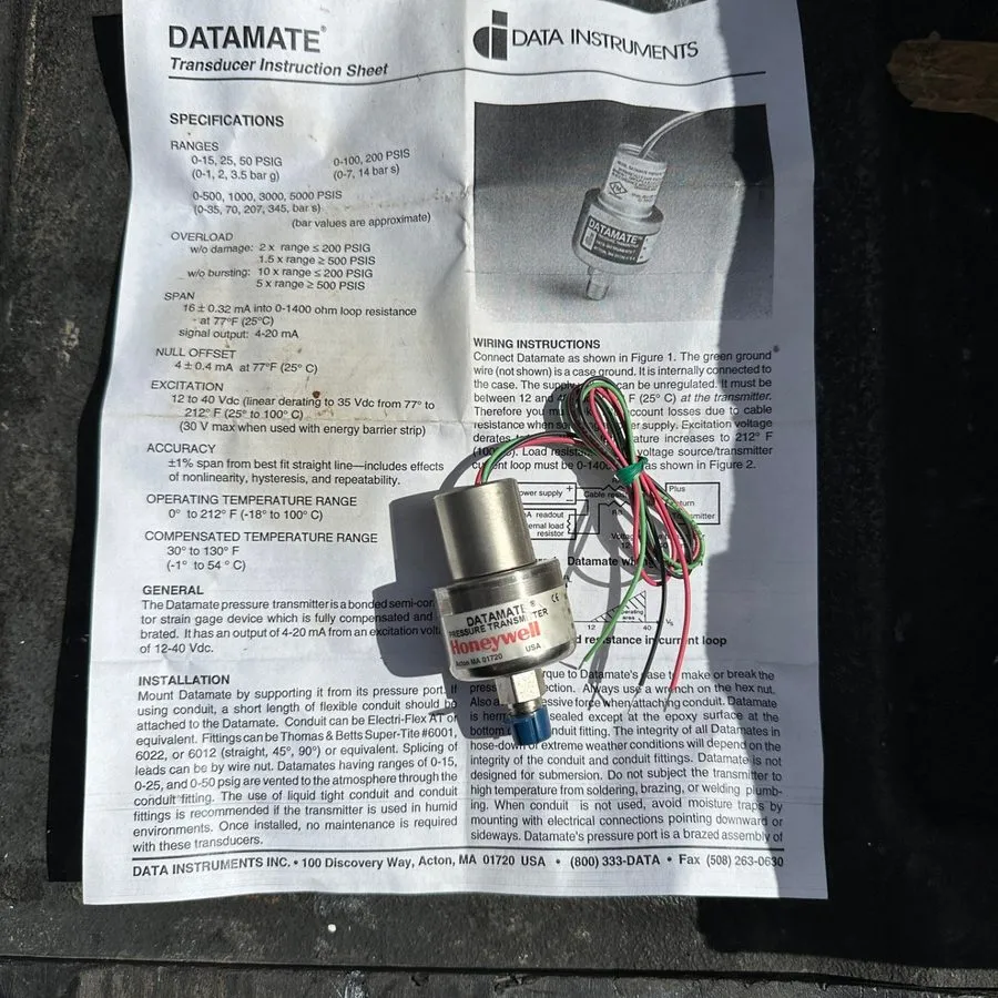 Датчик давления Data Instruments Datamate 9303001 Pressure Transmitter 0-15PSI 1