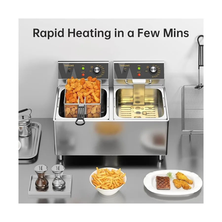 Фритюрница Commercial Deep Fryer 3500W Electric Countertop Fryer 25.4Qt Heavy Du — фото лота 2