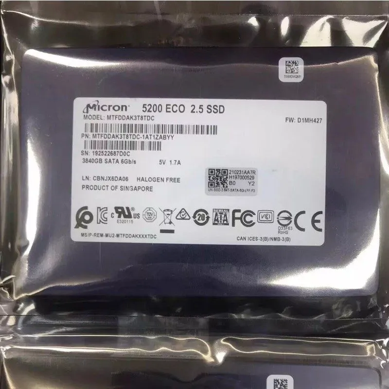 SSD-накопитель Micron 5200 ECO 3.84TB SSD SATA 6Gb/s Solid State Drive MTFDDAK3T
