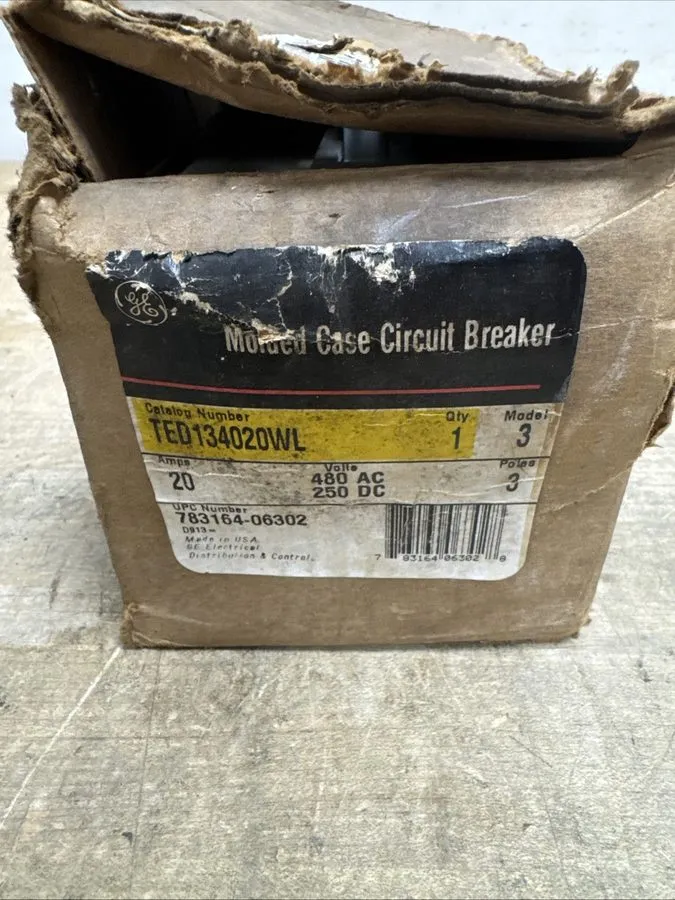 Автоматический выключатель GENERAL ELECTRIC TED134020WL 3 POLE 20 AMP 480v CIRCU