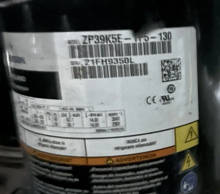 Компрессор ZP39K5E-TF5-130 Copeland® 3-1/4 HP A/C Scroll Compressor