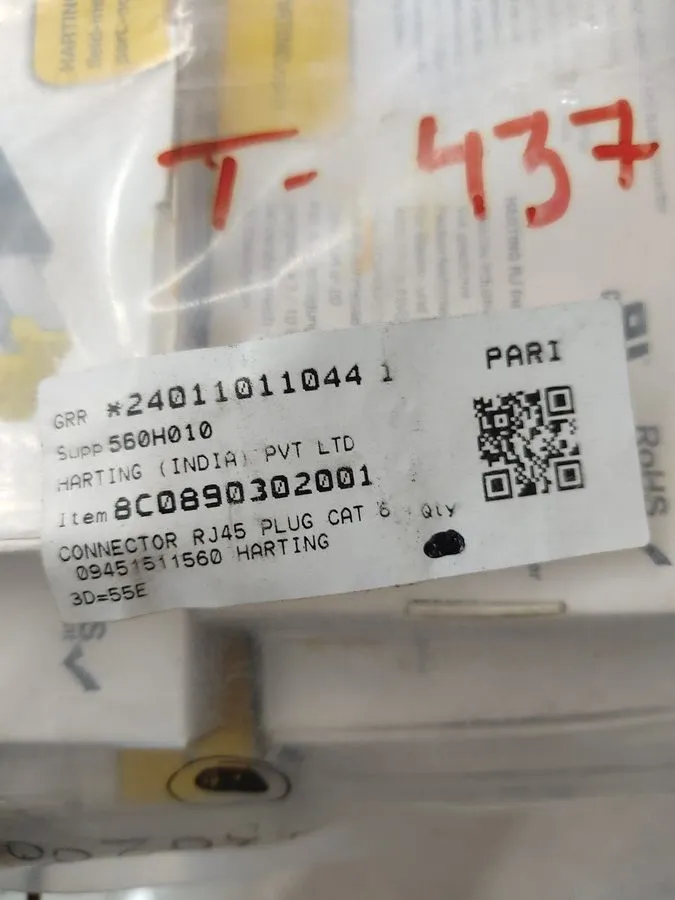 Разъём HARTING 09451511560 10G RJ45 plug Cat6, 8p IDC straight 09 45 151 1560
