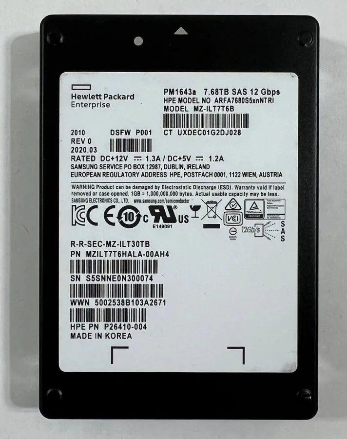 SSD-накопитель Samsung PM1643a 7.68TB SAS 12Gb/s 2.5" Enterprise SSD—MZILT7T6HAL