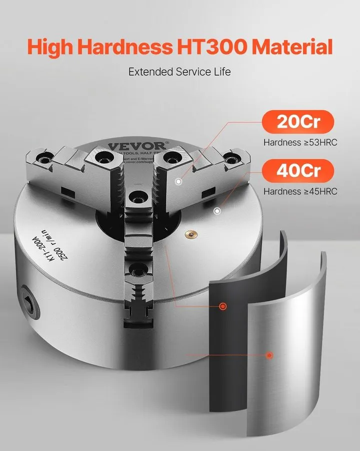 Режущий инструмент 3-Jaw 8in Self-Centering Lathe Chuck HT300 4-200mm 2-1/4in-8 