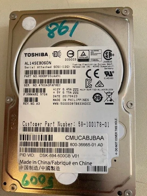 Сервер Toshiba 600GB Enterprise Server HDD 2.5" 10K SAS-3 12Gbps 128MB Cache AL1 — фото лота 2