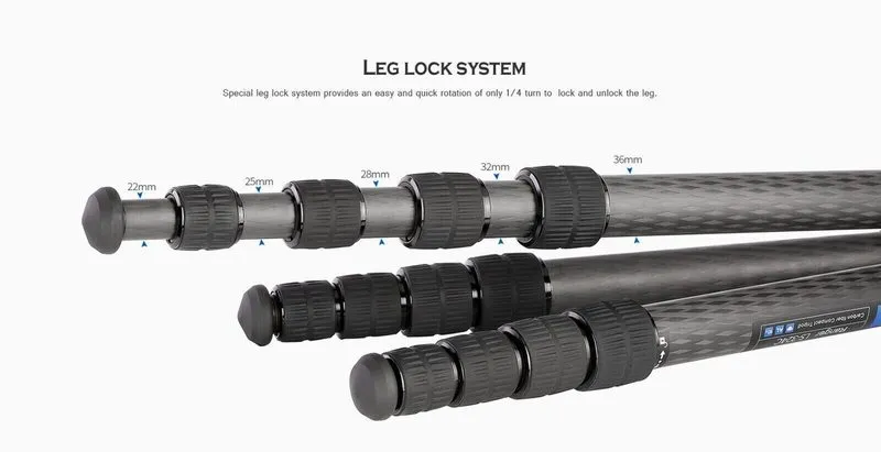 Оборудование видеонаблюдения Leofoto LS-365C CF Carbon Fiber Travel Tripod Legs  — фото лота 4